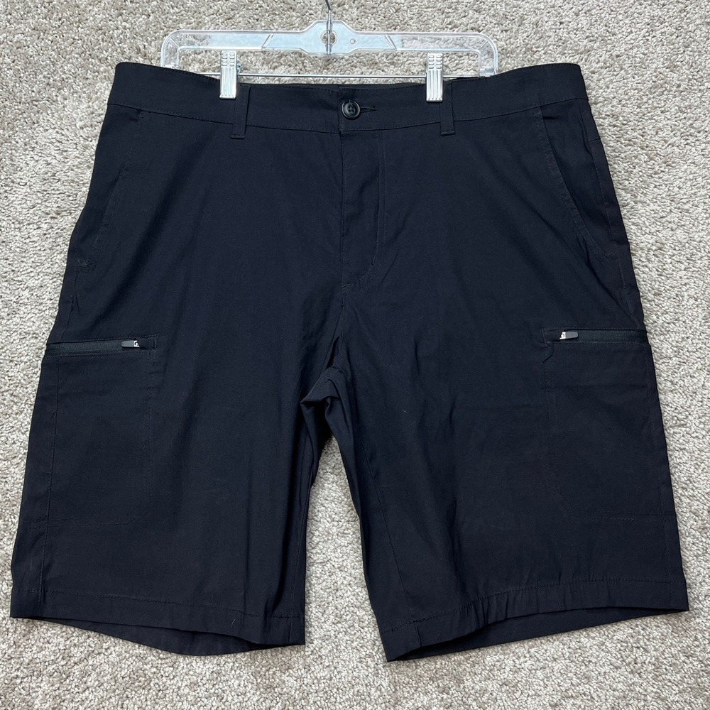 UB Tech Shorts Men 38 Black Flat Front Cargo Stretch Outdoor Utility Classic Fit